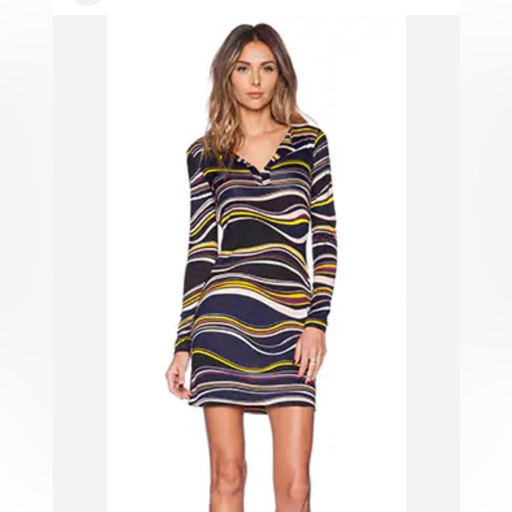 DVF Silk Striped Long Sleeve Reina Dress size 6